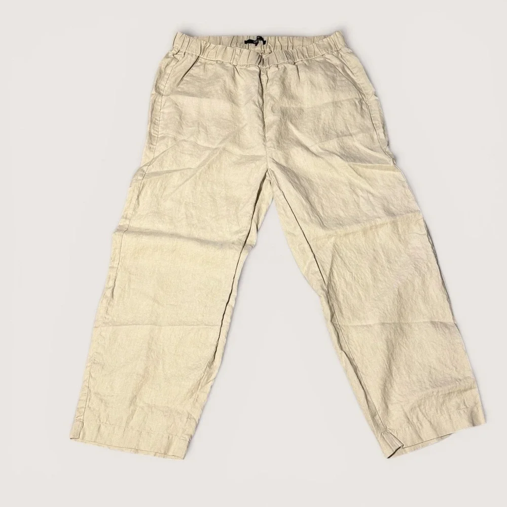 Quince Organic Linen Wide Leg Pants Beige L Coastal Grandma Minimalist